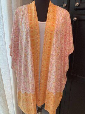 Isaac Mizrahi Live! Engineered Print Open Front Kimono Cardigan